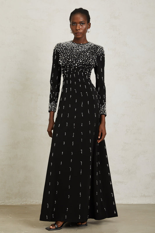 Margarita Black Embellished Maxi Dress