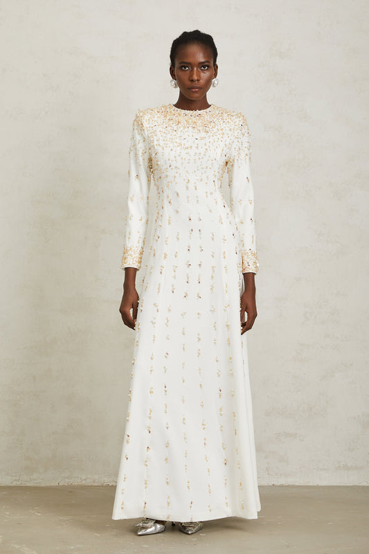 Margarita White Embellished Maxi Dress