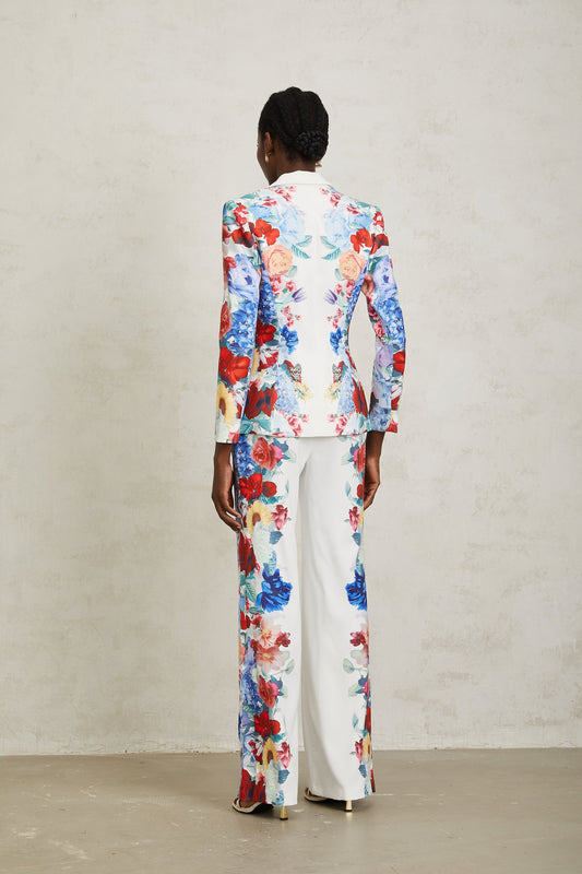 Lison White Floral Print Blazer & Trousers Set