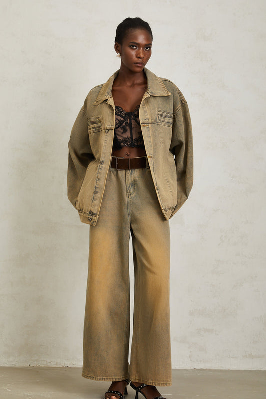 Loanne Light Blue Faded Denim Jacket