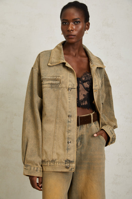 Loanne Light Blue Faded Denim Jacket