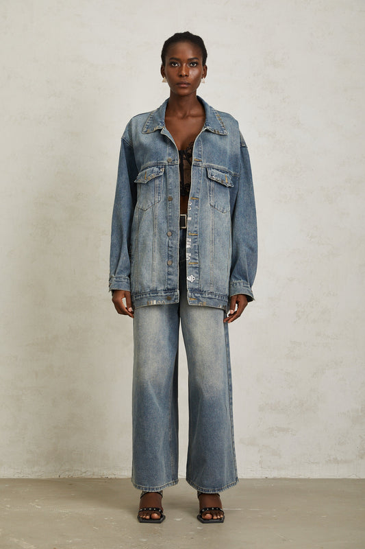 Mila Blue Paillette Embellished Denim Jacket