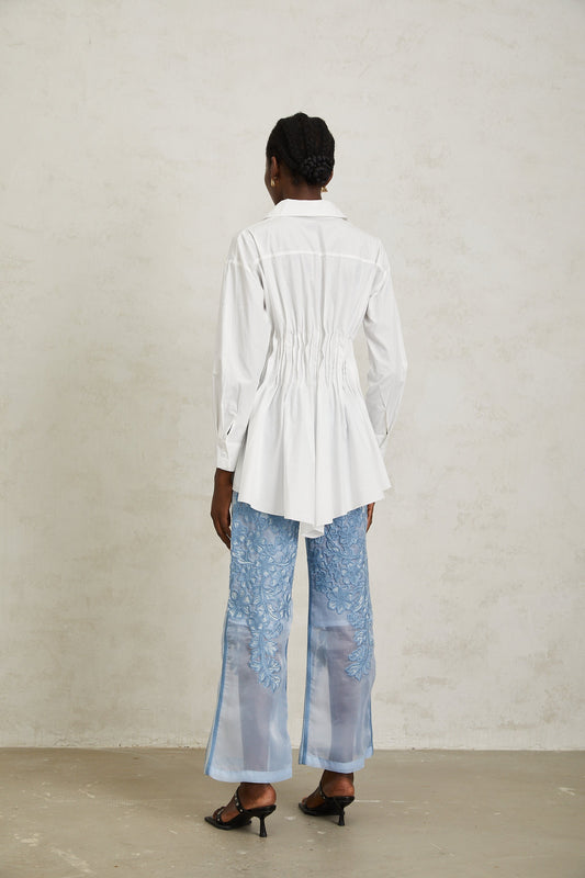 Valentina White Asymmetrical Pleated Shirt