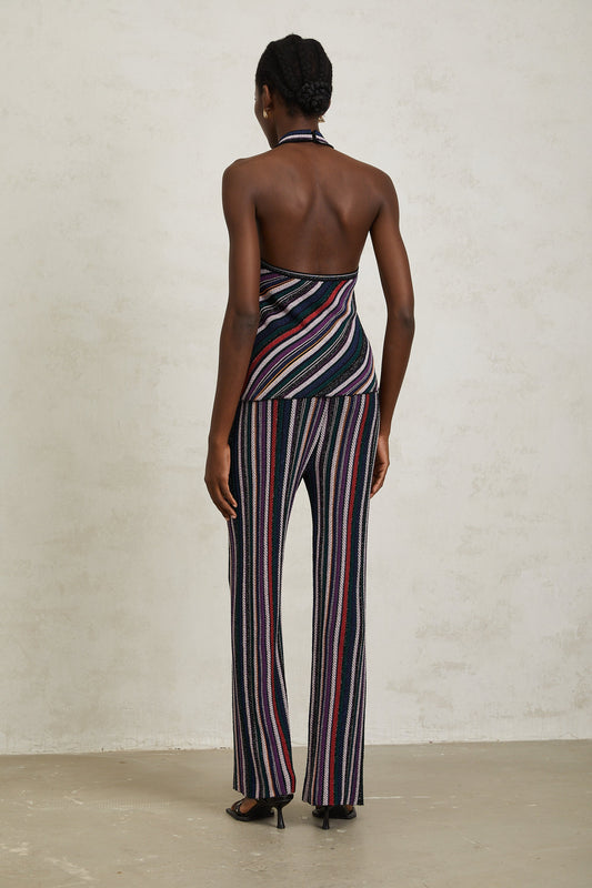 Harper Purple Striped Knit Top & Trousers Set
