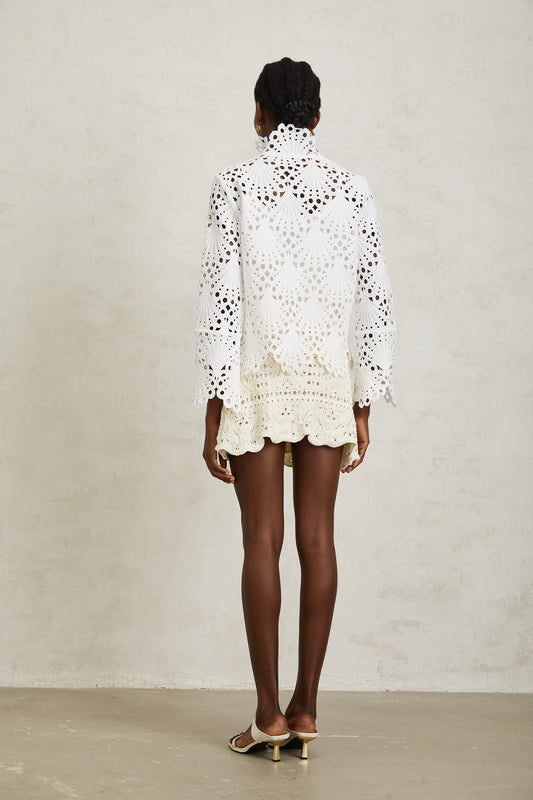 Wilhelmine White Corded Lace Blouse