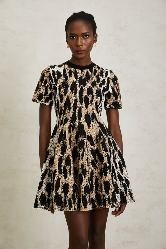 Lucie Brown Leopard Knit Mini Dress