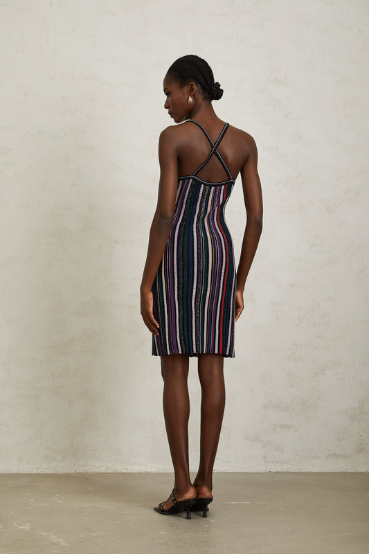 Harper Purple Striped Knit Mini Dress