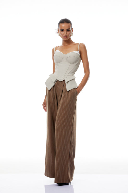 Clémence Brown Striped Trousers