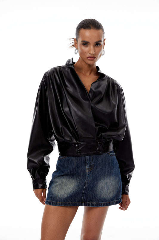 Ramóna Black Crop Leather Jacket