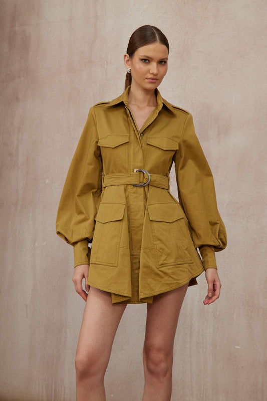 Madeline Ginger Belted Cargo Mini Dress