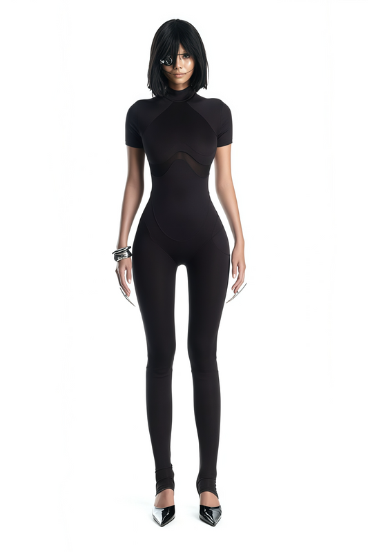 Zéro Black Short Sleeve Catsuit