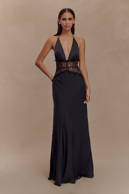 Serah Lace And Satin Maxi Dress