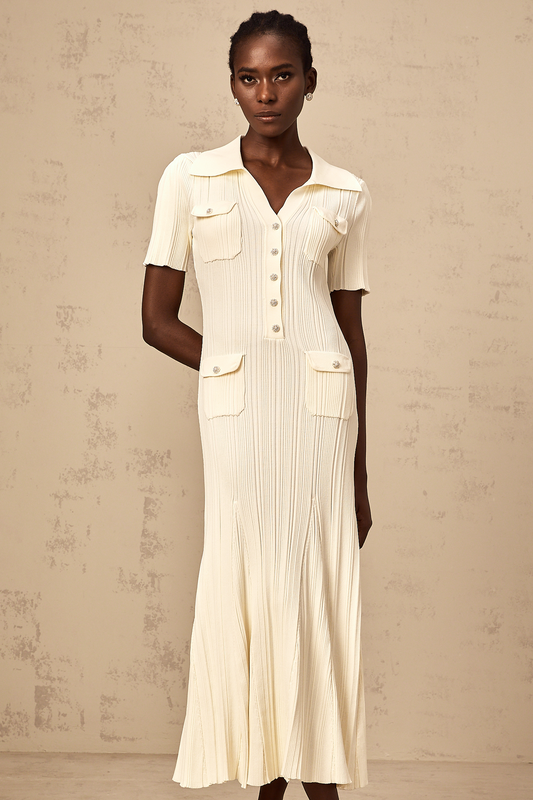 Nouria neutrals ribbed-knit midi dress