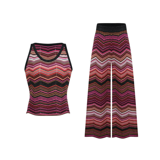 Chloé Red Striped Knit Matching Set