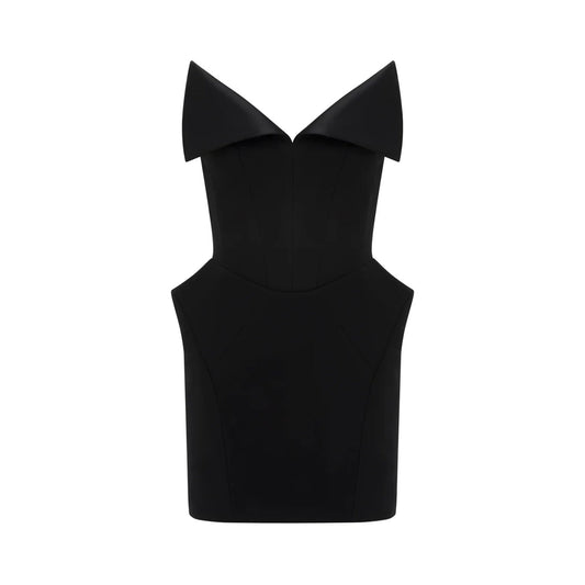 Alba Black Barrel Waist Corset Mini Dress
