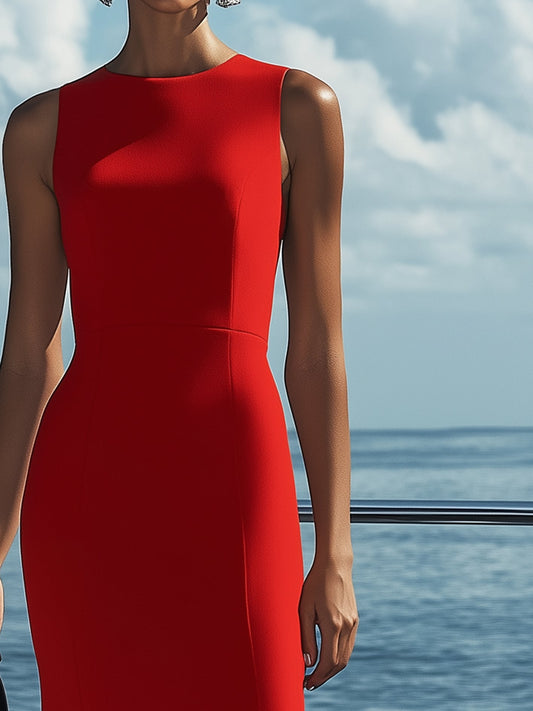 Women's Stylish Elegant Sleeveless Red Maxi Dress MDA0281H0I