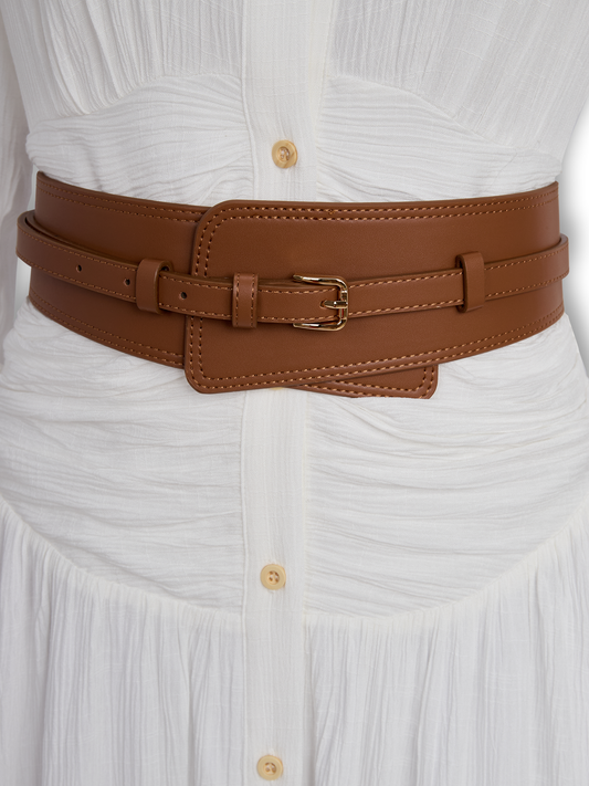 Women's Imitation Cotton And Linen Pleated Lapel Single-breasted Long-sleeved Maxi Dress MDA1768I7Y