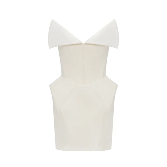 Alba White Barrel Waist Corset Mini Dress