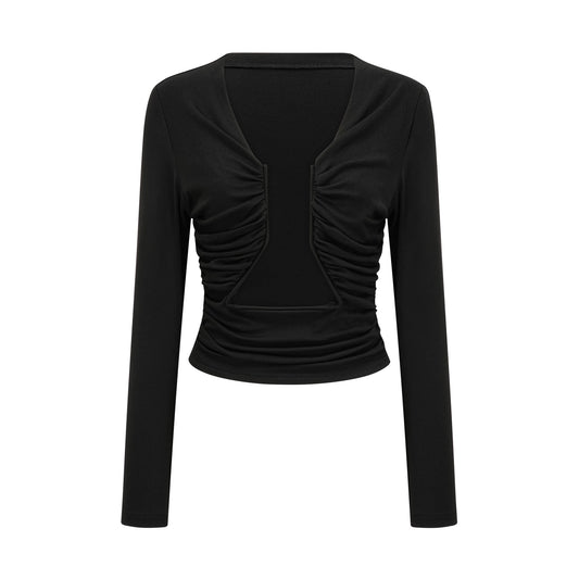 Anaïs Black Open-Front Gathered Top (US Only)