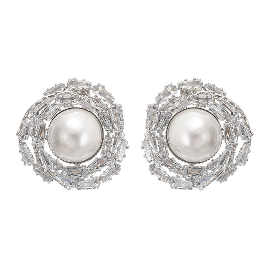 Emmelina crystal-embellished faux-pearl earrings
