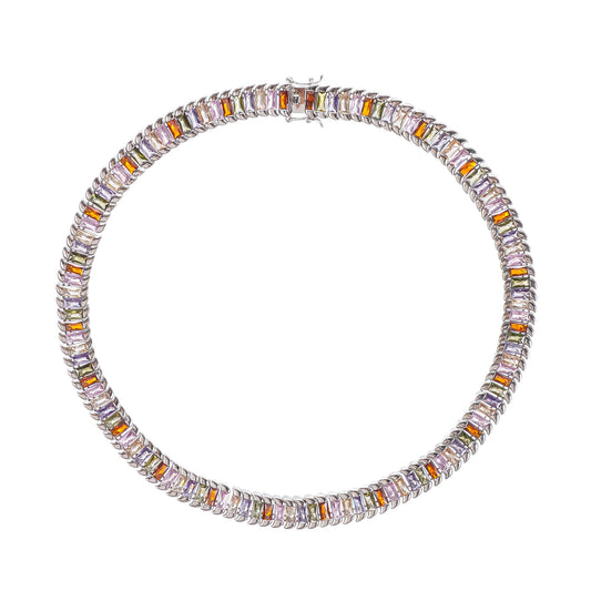 Isoline Silver Tone Crystal Embellished Necklace