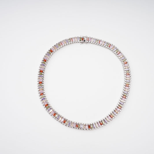 Isoline Silver Tone Crystal Embellished Necklace