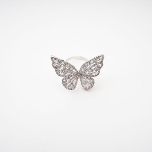 Evodie rhinestone butterfly ring