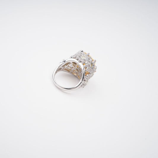 Amandine Yellow Halo-Set Gemstone Ring