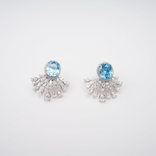 Noémie Blue Crystal Embellished Sterling Silver Earrings