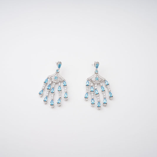 Raphaëlle Blue Crystal Embellished Sterling Silver Earrings