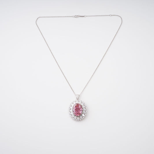Raphaëlle Pink Oval Gemstone Pendant Sterling Silver Necklace