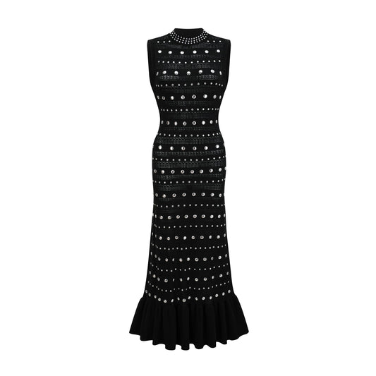 Chloé studded crochet-knit maxi dress in Black