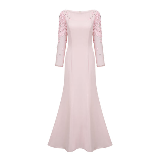 Gunnel Pink Flared Embellished Maxi Gown