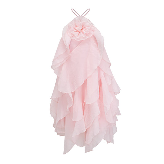 Lucie Pink Tiered Ruffled Mini Dress
