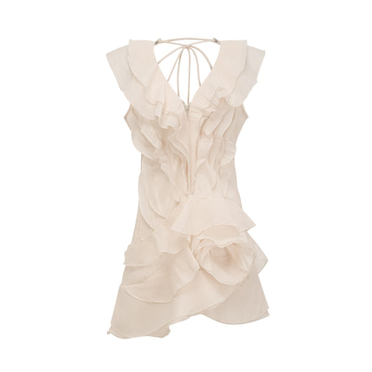 Hélène faux-flower layered ruffled mini dress