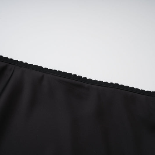 Raphaëlle lace-panel asymmetrical satin skirt