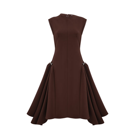 Jenifier brown asymmetrical midi dress