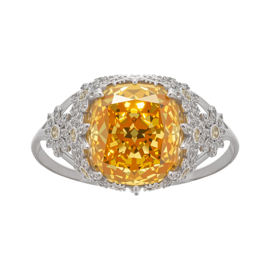 Amandine Yellow Halo-Set Gemstone Ring