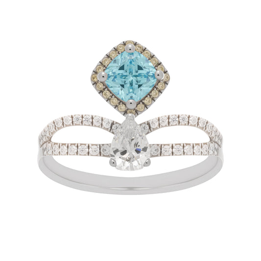 Eloïse Blue Crystal Embellished Sterling Silver Ring