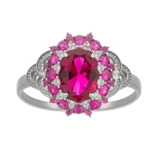 Amélie Red Oval Cut Gemstone Sterling Silver Ring