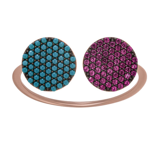 Adélaïd Two Tone Pavé-Set Adjustable Gemstone Ring