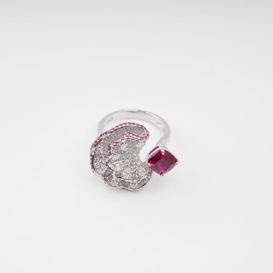 Daphné Rose Pink Moonlit Wave Adjustable Sterling Silver Ring