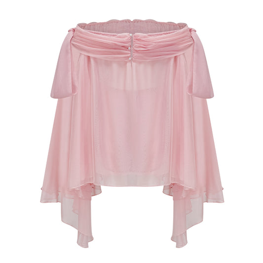 Avril pink bow draped slip mini dress