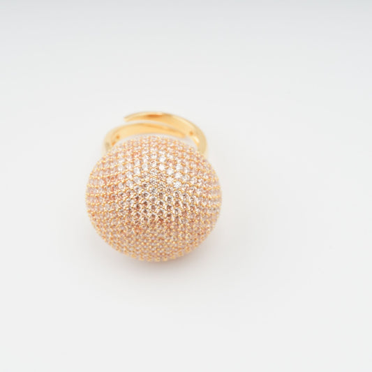 Radieuse Gold Tone Crystal Embellished Sterling Silver Ring