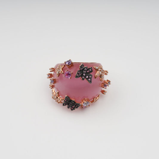 Radieuse Pink Curved Corner Opal Gemstone Ring