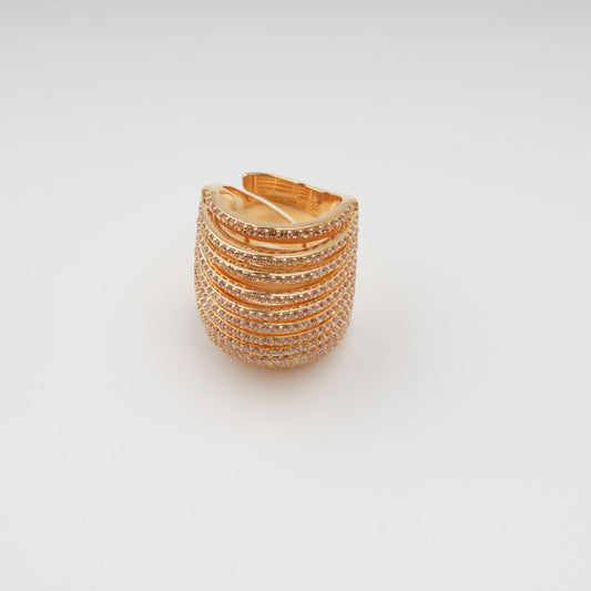 Soupir Gold Tone Multi-Band Adjustable Sterling Silver Ring