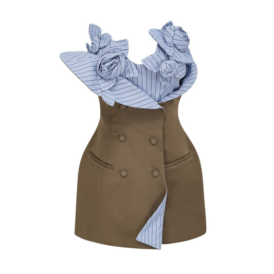 Johanna Brown Floral Panelled Mini Dress