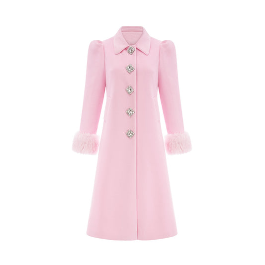 Louisette pink faux-fur overcoat