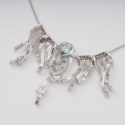 Beata Aquamarine Pear Cut Gemstone Asymmetrical Pendant Sterling Silver Necklace