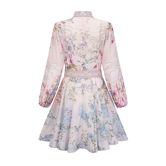 Fabienne light-pink floral-print mini dress